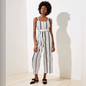 NWT Loft Black White Linen Blend Jumpsuit
